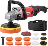 🚗 justool 1400w buffer polisher with 8 variable speeds for car polishing - includes foam/wool pads, sandpaper, and polishing pads set - electric polisher for auto buffing and polishing logo