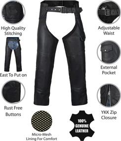 img 1 attached to Black Genuine Leather Chap for Motorcycle Riders - HWK Motorcycle Leather Chaps Pants Ideal for Biker Cowboys in Racing and Riding