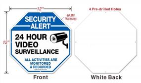 img 3 attached to 4-Pack 12X12 Rust Free .040 Aluminum Video Surveillance Security Warning Reflective Metal Signs For Home Business CCTV Camera, Indoor/Outdoor UV Protected & Waterproof.