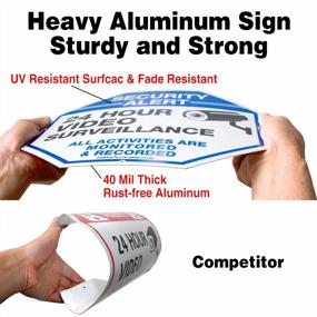 img 2 attached to 4-Pack 12X12 Rust Free .040 Aluminum Video Surveillance Security Warning Reflective Metal Signs For Home Business CCTV Camera, Indoor/Outdoor UV Protected & Waterproof.