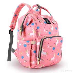 img 4 attached to Pink Unicorn Diaper Bag Backpack: Waterproof Travel Maternity Nappy Bookbag, Large & Stylish for Dad and Mom, Durable and Multi-Functional, Ideal for Boys and Girls