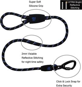 img 1 attached to KRUZ PET Reflective Dog Leash - KZROPE5048-01L - Soft Silicone Grip, Click &amp; Lock Snap for Pet Walking, 🐾 Running, and Training - Heavy-Duty, Durable Rope - Ensures Security, Control, and Comfort - Black - 1/2&#34; x 4 FT