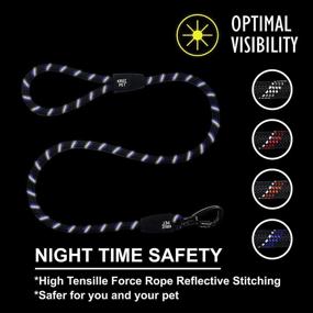 img 2 attached to KRUZ PET Reflective Dog Leash - KZROPE5048-01L - Soft Silicone Grip, Click &amp; Lock Snap for Pet Walking, 🐾 Running, and Training - Heavy-Duty, Durable Rope - Ensures Security, Control, and Comfort - Black - 1/2&#34; x 4 FT