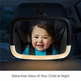 img 3 attached to Автомобильное зеркало Munchkin Brica Night Light Pivot Baby In-Sight — широкоугольное, регулируемое, ударопрочное, протестировано на столкновение с безбликовыми светодиодами черного цвета