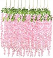 captivating pink wisteria hanging flower garland- perfect for weddings, homes or parties- 6 pack artificial flower vines logo