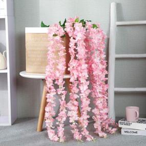 img 1 attached to Captivating Pink Wisteria Hanging Flower Garland- Perfect For Weddings, Homes Or Parties- 6 Pack Artificial Flower Vines