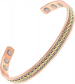 img 4 attached to Copper Magnetic Therapy Bracelet - High-Power Triple Twist For Enhanced Healing