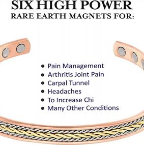 img 1 attached to Copper Magnetic Therapy Bracelet - High-Power Triple Twist For Enhanced Healing