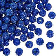 pandahall 100pcs 10mm polymer clay rhinestone beads in blue for jewelry making, necklace bracelet and valentine's day decoration - blue crystal beads with sparkling pave disco ball design logo