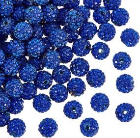 img 4 attached to PandaHall 100Pcs 10Mm Polymer Clay Rhinestone Beads In Blue For Jewelry Making, Necklace Bracelet And Valentine'S Day Decoration - Blue Crystal Beads With Sparkling Pave Disco Ball Design
