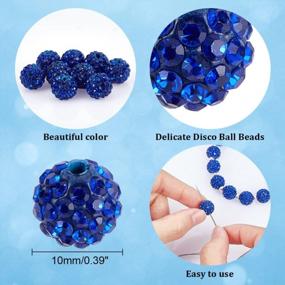 img 1 attached to PandaHall 100Pcs 10Mm Polymer Clay Rhinestone Beads In Blue For Jewelry Making, Necklace Bracelet And Valentine'S Day Decoration - Blue Crystal Beads With Sparkling Pave Disco Ball Design