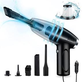 img 4 attached to 🚗 High Power 8000PA Suction Car Vacuum Cleaner - 15Ft Corded Handheld for Whole Car Detailing with Multi-nozzles and Air Blower - Wet, Dry, Pet Hair- Howtine Car Vacuum