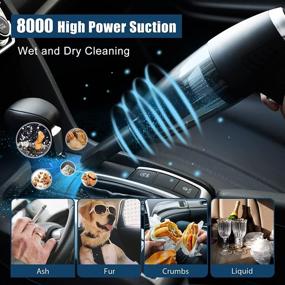img 2 attached to 🚗 High Power 8000PA Suction Car Vacuum Cleaner - 15Ft Corded Handheld for Whole Car Detailing with Multi-nozzles and Air Blower - Wet, Dry, Pet Hair- Howtine Car Vacuum