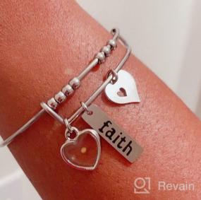 img 5 attached to 🌼 Uloveido Christian Faith Extendable Bangle: Stainless Steel Heart Mustard Seed Bracelet Y642