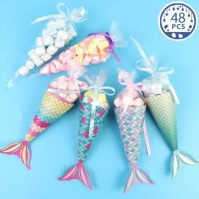 img 2 attached to OurWarm 48Pcs Mermaid Party Favor Boxes With Shell Stickers, Perfect For Kids Birthday, Baby Shower And Mermaid Themed Decorations - High-Quality Treat Bags And Supplies