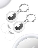 2-pack silicone case for apple airtag car key chain finder airtags cover protection tracker accessories holder air tags keychain protector loop holder key ring rings dog collar 2 protective film white logo