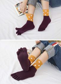 img 3 attached to 🧦 CaiDieNu Womens Animal Cotton Toe Socks, Colorful Funny Crew Socks - Five Finger Socks Ideal for Ladies, Casual & Stylish!