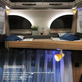 img 3 attached to 🚐 RV 12V 3W Warm White Reading Light - Camper Berth Directional Interior Bracket Lamp with Teak Color Glass Lampshade and Blue Night Lighting