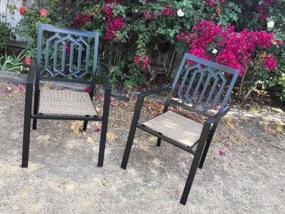 img 3 attached to Set Of 2 PHI VILLA 300Lbs Wrought Iron Bistro Chairs With Armrests For Outdoor Patio, Garden Or Backyard Use