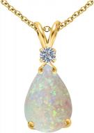 14k yellow gold over sterling silver opal and diamond pear drop pendant, 10x7mm - 18'' long chain logo