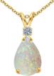14k yellow gold over sterling silver opal and diamond pear drop pendant, 10x7mm - 18'' long chain logo