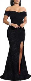 img 4 attached to Women'S Off Shoulder V Neck High Slit Long Maxi Elegant Mermaid Cocktail Dress Evening Gown