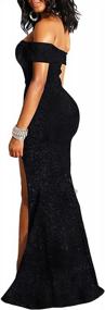 img 3 attached to Women'S Off Shoulder V Neck High Slit Long Maxi Elegant Mermaid Cocktail Dress Evening Gown