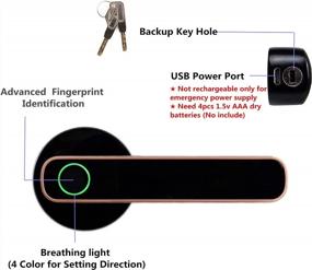img 3 attached to HARFO L1 Series Fingerprint Electric Door Lock, Keyless Door Lock, Biometric Keyless Entry Door Handle, Perfect For Office & Home (Aged Bronze)