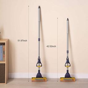 img 2 attached to Yocada Extendable Sponge Mop With 4 Replaceable Heads, Squeegee, And Telescopic Handle For Efficient Home And Commercial Tile, Floor, Bathroom, And Garage Cleaning