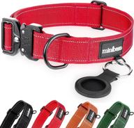 🐕 miniboso heavy-duty red dog collar for large dogs - quick release & adjustable - reflective & durable with tag holder logo