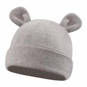 img 4 attached to Cotton Bear Ear Baby Hat - Adorable Newborn Beanie Cap For Infant Girl Boy 0-6 Months, Grey By Duoyeree