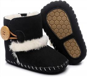 img 4 attached to 👶 Cozy and Stylish Baby Snow Boots with Fleece Fur: Perfect Winter Shoes for 0-24 Months Old, Anti-Slip Rubber Sole and Button Design Ideal for Toddler Girls and Boys, Ideal First Walker and Crib Shoes for Newborns and Infants