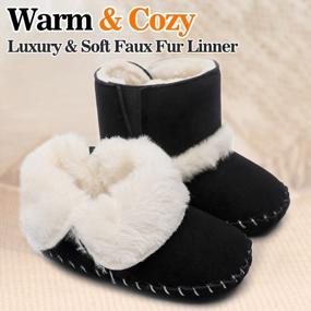 img 2 attached to 👶 Cozy and Stylish Baby Snow Boots with Fleece Fur: Perfect Winter Shoes for 0-24 Months Old, Anti-Slip Rubber Sole and Button Design Ideal for Toddler Girls and Boys, Ideal First Walker and Crib Shoes for Newborns and Infants