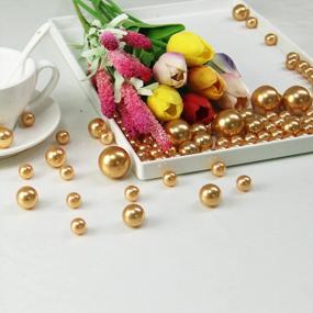 img 4 attached to Decorate Your Home And Events With Gold Pearl Vase Fillers - 120 Pcs 0.75 LB Faux Pearl Beads, Assorted Sizes With 3200 Pcs Clear Water Beads - Perfect For Weddings And Parties!
