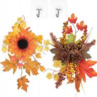 2 pack fall decor wreaths: sunflower & pinecone | u'artlines holiday ornaments for front door wall window logo