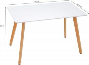 img 1 attached to Обновите свою столовую: современный белый кухонный стол GreenForest 47,2x27,6x30 дюймов с ножками из массива дерева