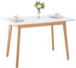upgrade your dining room: greenforest 47.2x27.6x30 inch modern white kitchen table with solid wood legs logo