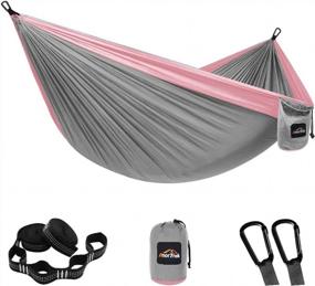 img 4 attached to Ultra-Light Camping Hammock By AnorTrek With Tree Straps - Portable Parachute Nylon Hammock For Solo Or Double Use, Ideal For Hiking, Backpacking, And Travel