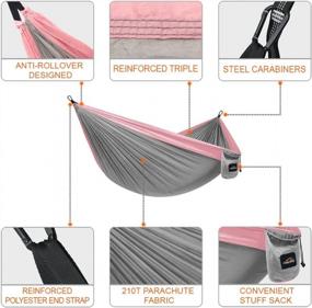 img 3 attached to Ultra-Light Camping Hammock By AnorTrek With Tree Straps - Portable Parachute Nylon Hammock For Solo Or Double Use, Ideal For Hiking, Backpacking, And Travel