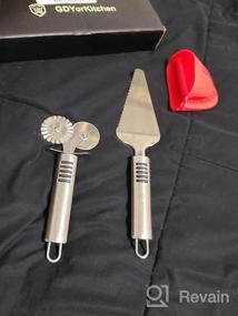 img 5 attached to Efficient 3-Piece Stainless Steel Pizza Cutter And Cake Server Set In Green - Includes Razor-Sharp Blade, Double Cutter Wheel, Serrated Server, And Oven Mitt!