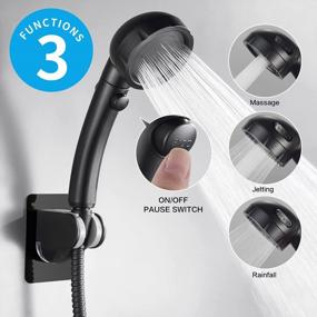 img 3 attached to KAIYING Drill-Free High Pressure Handheld Shower Head With ON/OFF Pause Switch 3 Spray Modes Water Saving Showerhead , Detachable Puppy Shower Accessories (N:Shower Head (Black)+Bracket+Hose)