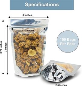 img 2 attached to 🛍️ 150 Count Resealable Mylar Bags - 6x9" - Odor Resistant Ziplock and Heat Sealable Bags - Stand-Up Food Storage Pouches - Waterproof Packaging Barrier for Safe Preservation