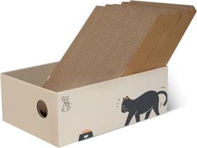 img 4 attached to 5 PCS Cat Scratcher with Box, Reversible & Durable Corrugated Cardboard | Kitty Scratching Pad for Indoor Use | Natural & Recycled Material