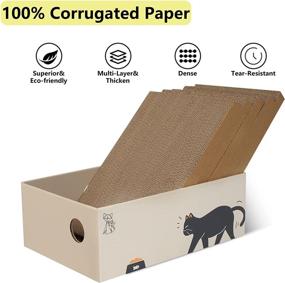 img 3 attached to 5 PCS Cat Scratcher with Box, Reversible & Durable Corrugated Cardboard | Kitty Scratching Pad for Indoor Use | Natural & Recycled Material