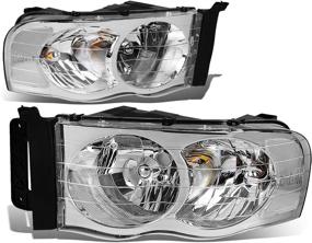 img 4 attached to 🚗 Chrome Housing Clear Corner Headlights for 02-05 Ram 1500/03-05 Ram 2500 3500 - DNA Motoring HL-OH-DR02-CH-CL1 (Left & Right)