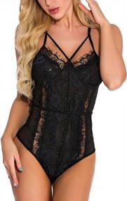 img 1 attached to Women'S Sexy Lace Teddy Bodysuit One Piece Babydoll Bridal Lingerie With Adjustable Straps