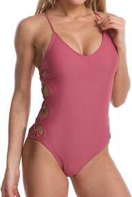 img 4 attached to PHIBEE Women'S V-Neck Criss Cross Cutout Monokini Swimsuit With Racerback For Chic Bathing Experience