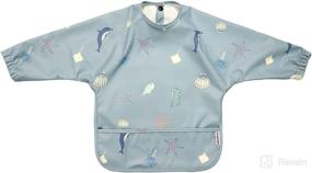 img 4 attached to 👶 Saylor Trends: Waterproof Long Sleeve Smock Bib - Mess-Proof Feeding Bib for Babies, Infants & Toddlers