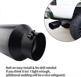 img 3 attached to MONOKING Black Exhaust Tip - 4-5 Inch Stainless Steel Bolt-On Tailpipe For Trucks And Cars With 4" Inlet And 5" Outlet, 12" Length