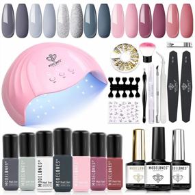 img 4 attached to Get Salon-Style Nails At Home With Modelones Gel Manicure Set: Includes 48W UV Light, 7 Pink Grey Nail Gel Colors, Bond Primer, Base Coat, And Top Coat